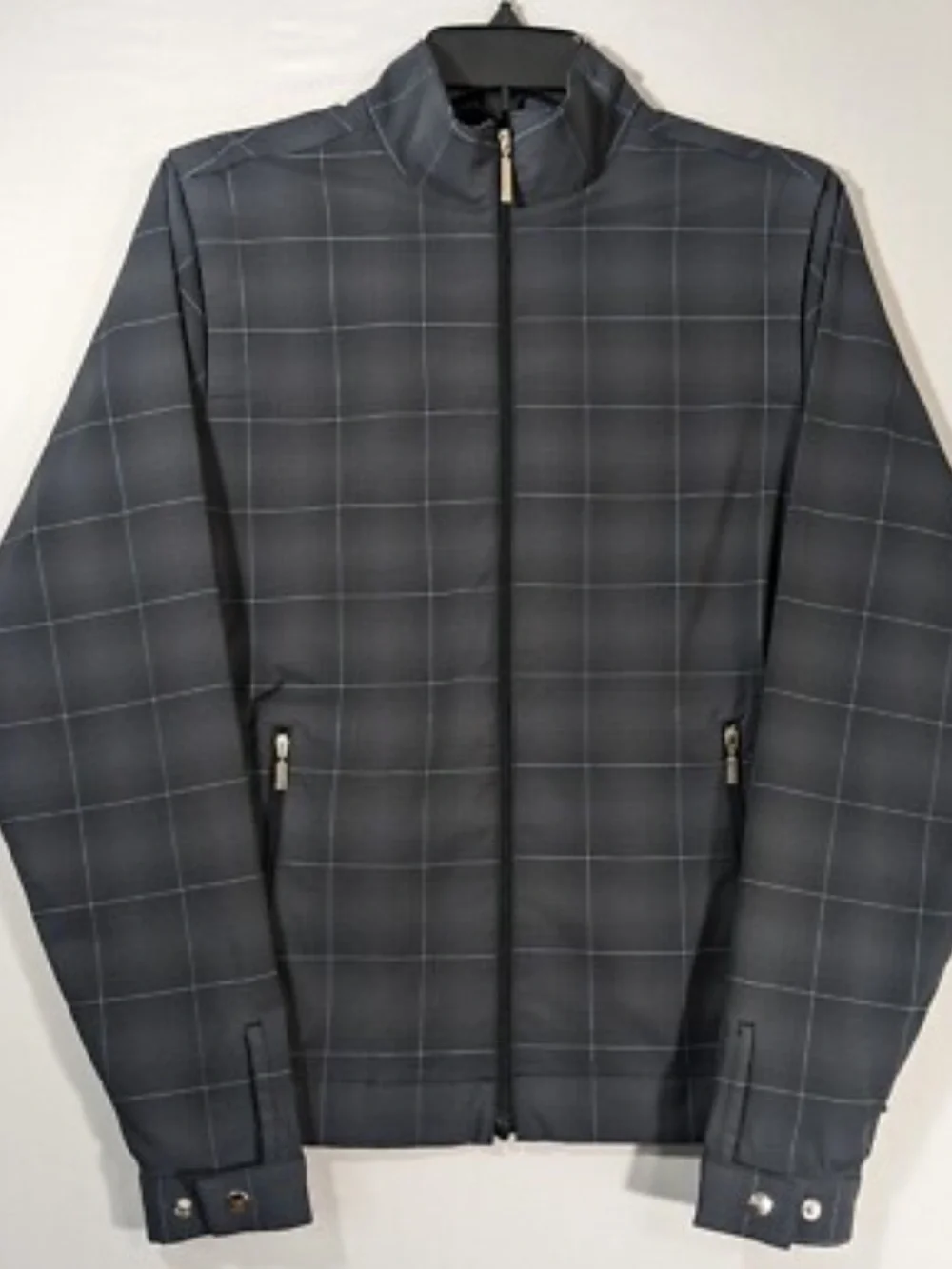 Nike ladies Black and Gray Watchplaid Lightweight Zip Front Golf Jacket